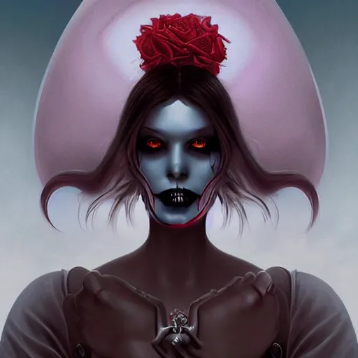 Image similar to lofi vampire goth demon portrait, digital art, Pixar style, by Tristan Eaton Stanley Artgerm and Tom Bagshaw.