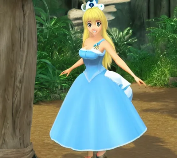 Prompt: Marie Rose from Dead or Alive as a Disney princess, animated movie still.