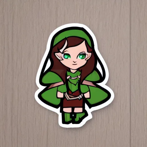 Prompt: cute d & d elf warlock character sticker