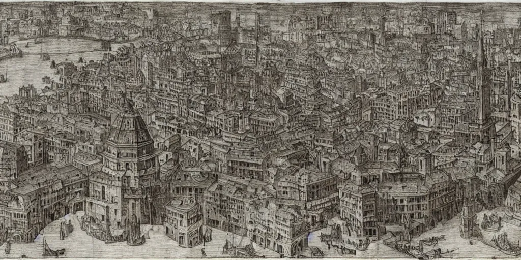 Image similar to : city design by Leonardo di ser Piero da Vinci