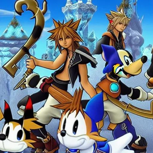 Image similar to A leaked image of a Warrior cats world in Kingdom Hearts 4, Kingdom hearts worlds, , action rpg Video game, Sora wielding a keyblade, Sora as a cat, cartoony shaders, rtx on, Erin hunter, Warrior cats book series