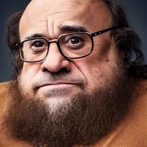 Prompt: hyperrealistic photograph of a brown-haired viking Danny Devito, 8k, profile picture, cinematic, high contrast, epic real fantasy, stoic facial expression, looking at the camera