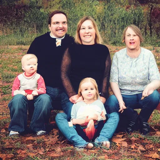 Prompt: creepy family photo