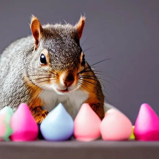 Prompt: a squirrel with a party hat on its head, a pastel by john nicolson, shutterstock contest winner, furry art, creative commons attribution, stockphoto, iso 2 0 0