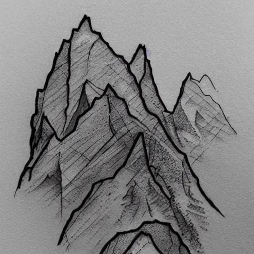 Prompt: megan fox as beautiful mountains, double exposure effect, medium sized tattoo sketch, amazing detail, trending on pinterest, in the style of alon avissar