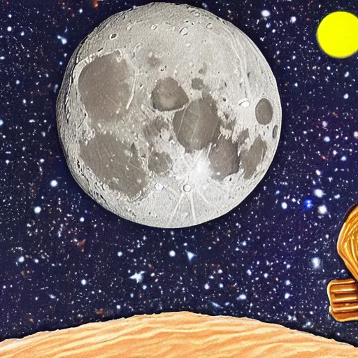 Prompt: too much crunchy peanut butter on the moon