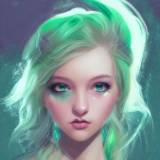 Image similar to teen girl, light green hair, gorgeous, amazing, elegant, intricate, highly detailed, digital painting, artstation, concept art, sharp focus, illustration, art by Ross tran