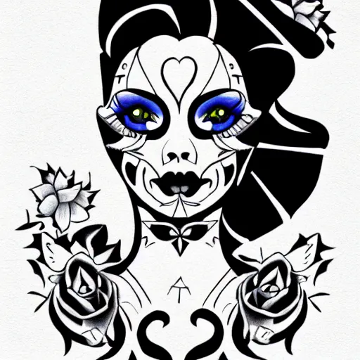 Prompt: a small vector tattoo design. gothic.