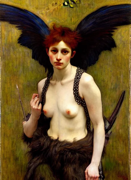 Image similar to harpy, full body, dnd character art portrait, dramatic lighting, vivid colors by edgar maxence and caravaggio.