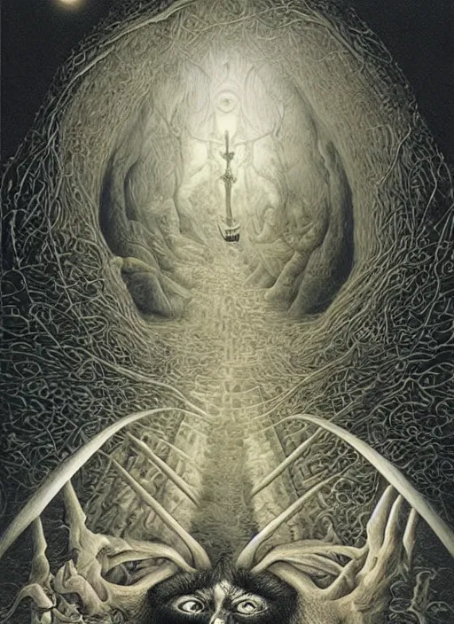 Image similar to supernatural ideal cult leader, extra - sensory perception and parapsychology, showing hidden knowledge from dark ritual book, intricate detail, surrealism masterpiece composition, by michael parkes, alex horley, casey weldon