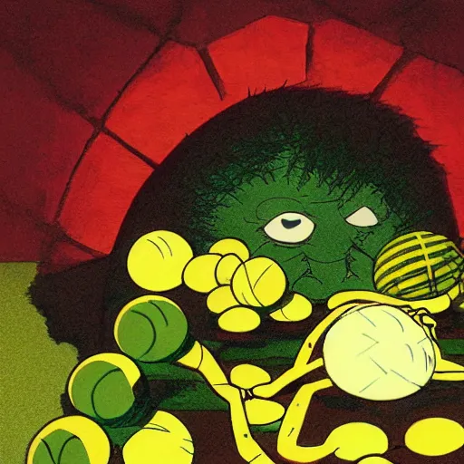 Image similar to a tennis ball monster by satoshi kon