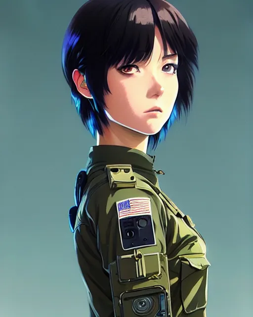 Image similar to girl wearing tactical gear, very anime, fine - face, audrey plaza, realistic shaded perfect face, fine details. anime. realistic shaded lighting poster by ilya kuvshinov katsuhiro otomo ghost - in - the - shell, magali villeneuve, artgerm, jeremy lipkin and michael garmash and rob rey