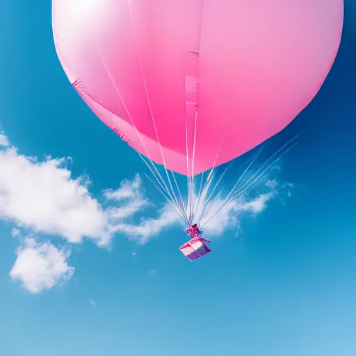 Image similar to a 5 0 mm lens photograph of a cute pink floating modern house, floating in the air between clouds, inspired by the movie up, held up from above by heart ballons. mist, playful composition canon, nikon, award winning, photo of the year