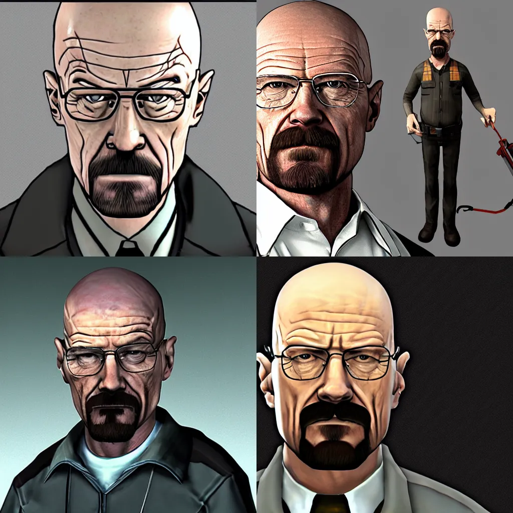 Prompt: walter white in the style of Gordon freeman in half life 2