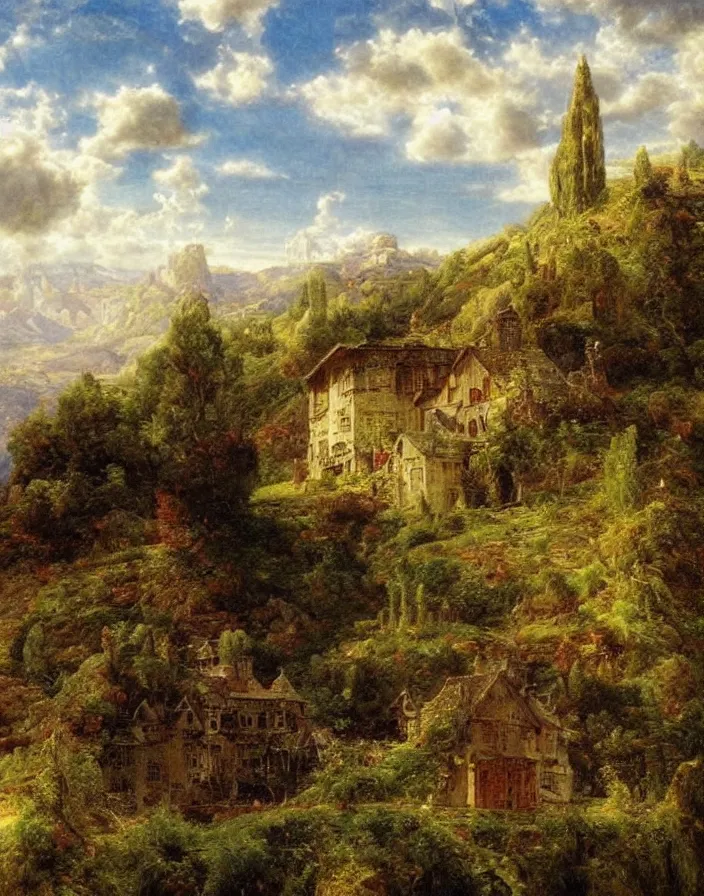 Image similar to a building in a stunning landscape by Sophie Anderson