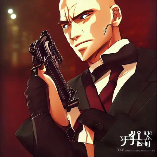 Image similar to portrait of the mafia hitman, anime fantasy illustration by tomoyuki yamasaki, kyoto studio, madhouse, ufotable, comixwave films, trending on artstation