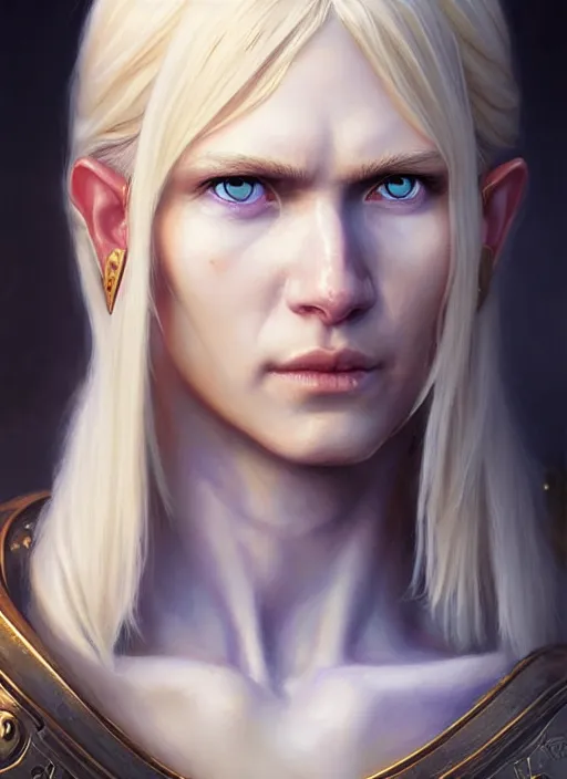 Image similar to a _ fantasy _ style _ portrait _ painting _ of friendly white female paladin with blonde hair and blue eyes,, scar under left eye, holy oil _ painting _ unreal _ 5 _ daz. _ rpg _ portrait _ extremely _ detailed _ artgerm _ greg _ rutkowski _ greg