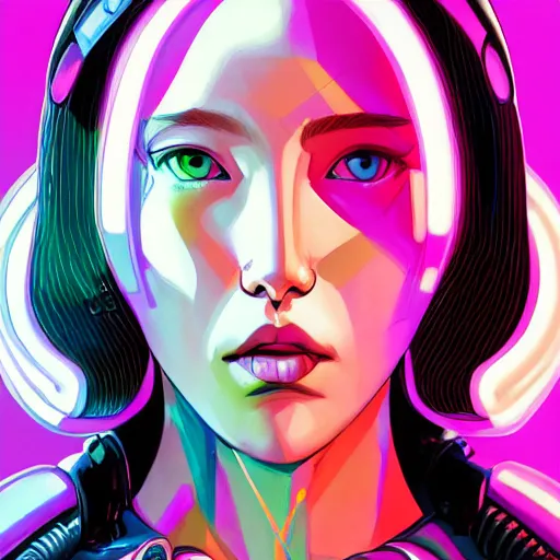 Prompt: portrait painting of a cyberpunk olivia hye from loona, sharp focus, award - winning, trending on artstation, masterpiece, highly detailed, intricate. art by josan gonzales and moebius and deathburger