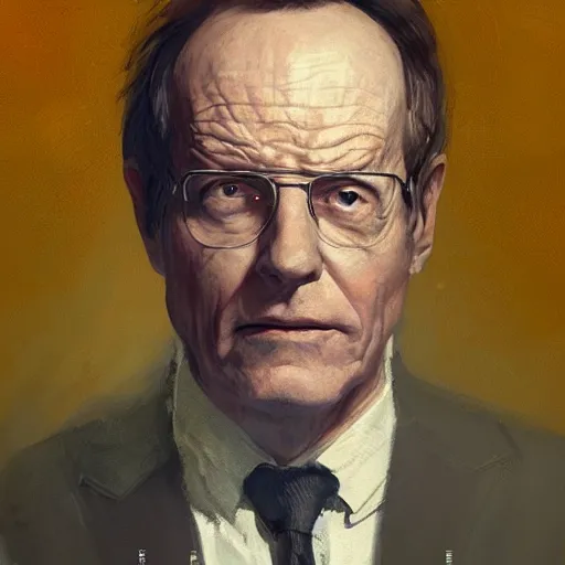 Image similar to portrait of a man by greg rutkowski, chancellor or the galactic alliance, he looks like brian cranston, star wars expanded universe, he is about 6 0 years old, wearing diplomatic clothes, highly detailed portrait, digital painting, artstation, concept art, smooth, sharp foccus ilustration, artstation hq