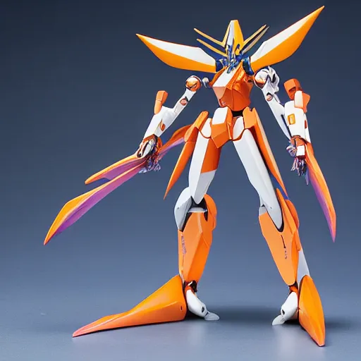 Image similar to futuristic strelitzia mecha bird of paradise body, sepals forming helmet, floral details, strelitzia, 8 k hd resolution, barbatos gundam with floral inlay, bandai box art, star wars, makoto kobayashi, frank gehry, raymond swanland