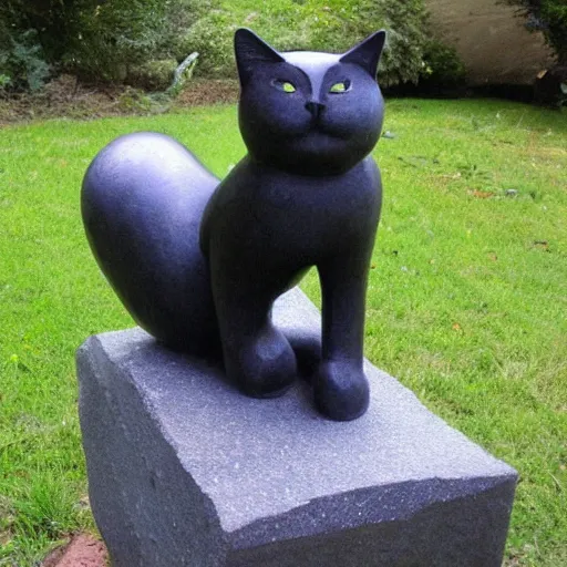 Prompt: Sitting Cat sculpture by HR Geiger