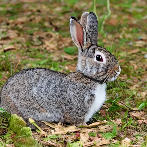 Prompt: a camouflaged rabbit