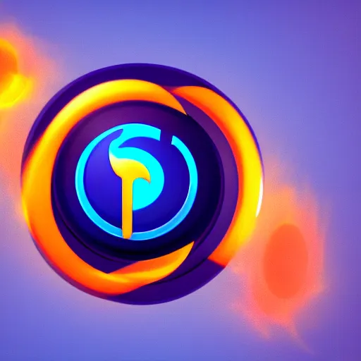 Image similar to circular token, video game power-up, called Increase Rate of Fire, similar to Mozilla Firefox logo, similar to Blender logo, octane render, 4K