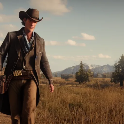 Image similar to Film still of Matt Smith, from Red Dead Redemption 2 (2018 video game)