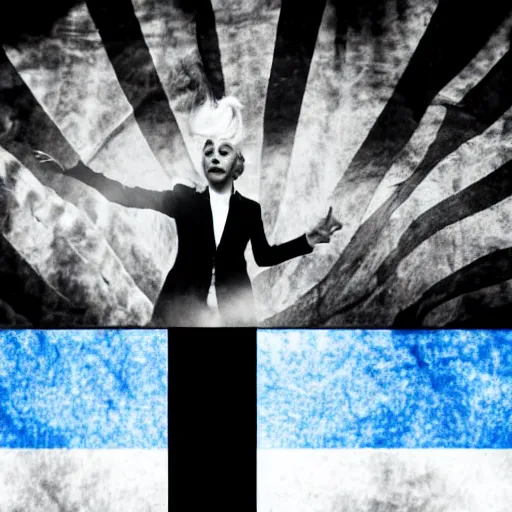 Image similar to Lady Gaga as president, Argentina presidential rally, Argentine flags behind, bokeh, giving a speech, detailed face, Argentina