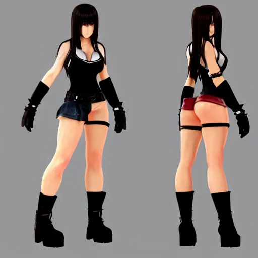 Image similar to full body concept of tifa lockhart, trending on artstation