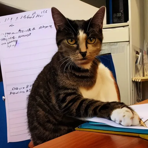Prompt: my cat writing up her list of grievances with the management.