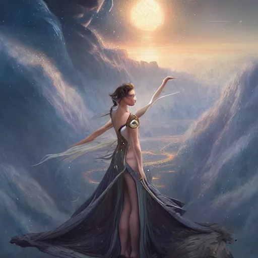 Image similar to star goddess, fine art, awesome fantasy book cover on pinterest, award winning, dark fantasy landscape, fantasy magic, intricate, elegant, sharp focus, cinematic lighting, highly detailed, digital painting, 8 k concept art, art by wlop and artgerm and greg rutkowski, masterpiece, trending on artstation, 8 k