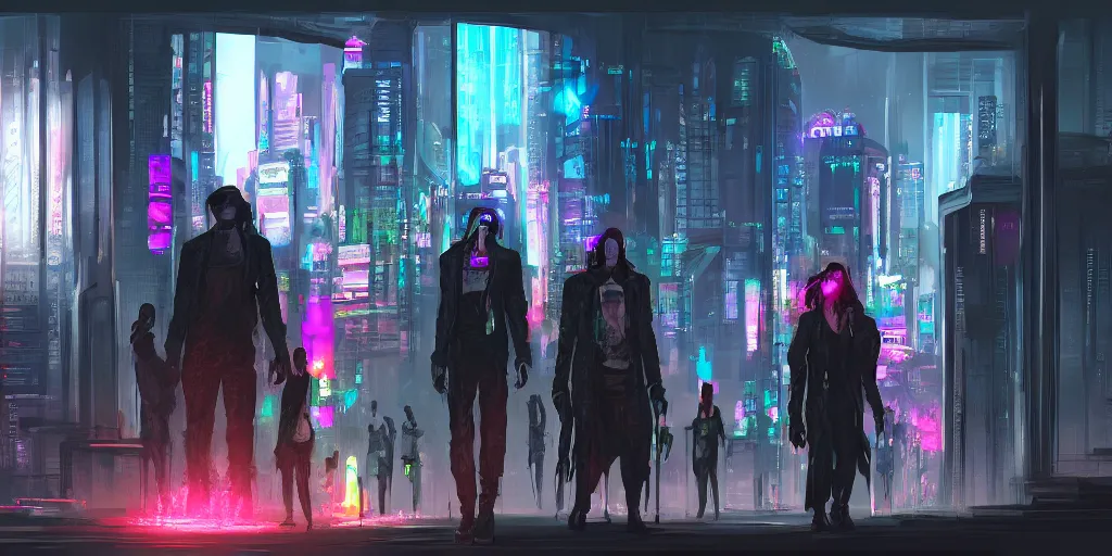 Image similar to cyberpunk society where everyone is a witch, concept art, digital painting, smooth, high quality, 4 k