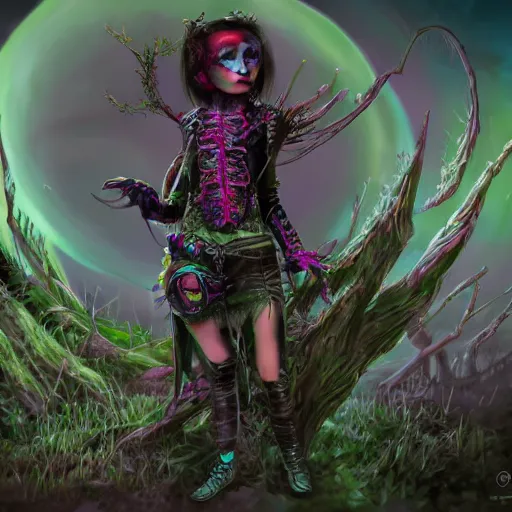 Image similar to eco punk, goblin girl goth, fantasy art, high detail, 4k