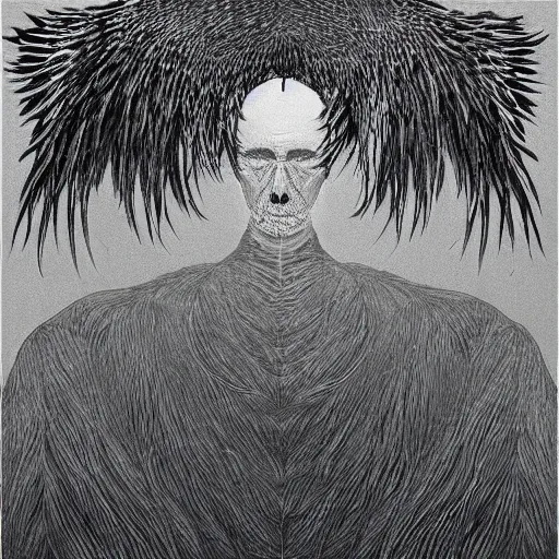 Image similar to One day, I am going to grow wings, a chemical reaction, hysterical and useless., radiohead album art cover, A photography portrait by Stanley Donwood and Zdzislaw Beksinski