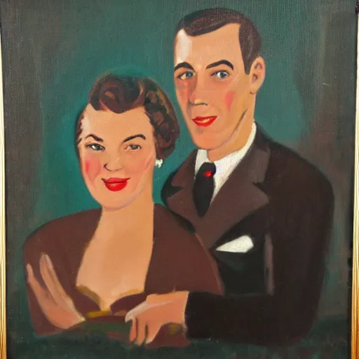 Image similar to 1 9 5 0 s painting portrait of a couple