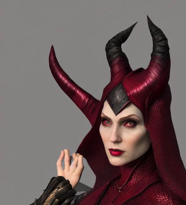 Prompt: scarlet witch as maleficent, nostalgia, very detailed texture, realistic shaded lighting, studio quality, digital art, dynamic background, unreal engine 5 rendered, octane rendered, pinnacle studio, naturel, trending on artstation, art style by ian sprigger