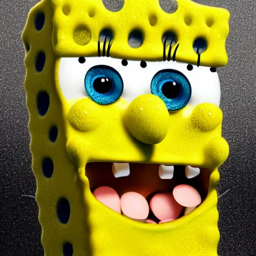 Prompt: real life SpongeBob squarepants and Patrick portrait, render, 4k, hyper realism, photo realistic