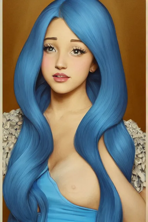 Image similar to beautiful cottagecore Ariana Grande as marge simpson, blue Hair, simpsons, marge, springfield, intricate, elegant, highly detailed, digital painting, artstation, concept art, smooth, sharp, focus, illustration, art by artgerm and greg rutkowski and alphonse mucha