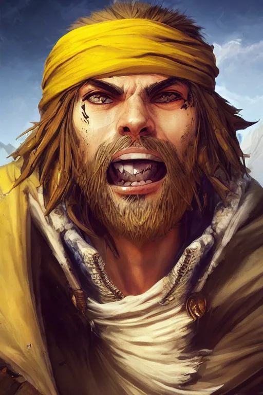 Image similar to portrait of young wild arabian nomad half werewolf, with yellow cloths, league of legends splash art, castlevania, hearthstone splash art, full body shot, rule of thirds, ultrafine hyperrealistic detailed face, artgerm, greg rutkowski, trending on artstation, 8 k, intricately detailed, highly detailed