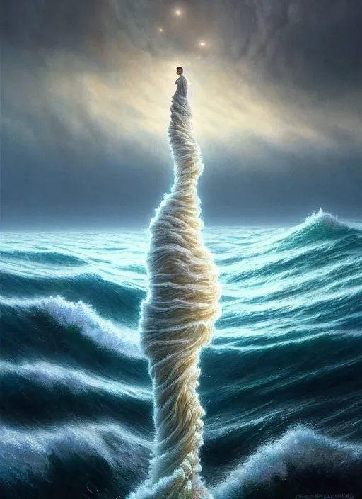 Image similar to A hyper-detailed 3d render like a Oil painting of the Ocean’s dream of the Upward Spiral, Surreal Concept Art!!!!!!, lifelike, photorealistic, digital painting, aesthetic, smooth, sharp focus, Artstation HD, by Greg Rutkowski, Chris Tulloch McCabe, Valentina Remenar and Asher Duran,