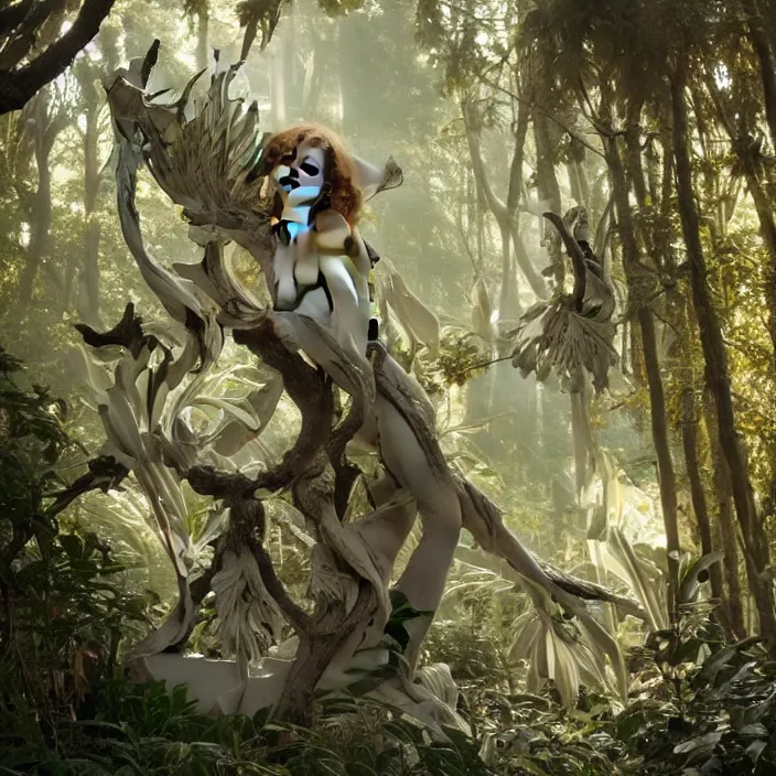 Image similar to minimal modernist bauhaus jeff koons style neverending story forest spirit oracles, ultra realistic, concept art, intricate details, serious, highly detailed, photorealistic, octane render, 8 k, unreal engine, art by todd mcfarlane and artgerm and greg rutkowski and alphonse mucha