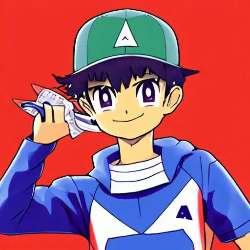 Image similar to lil nas x as a pokemon trainer, anime