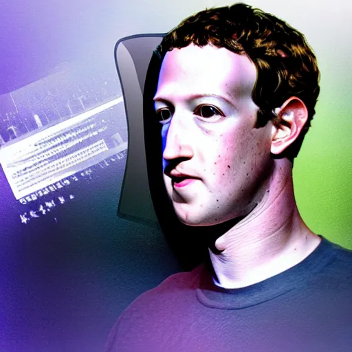 Image similar to Mark Zuckerberg in a UFO, digital art