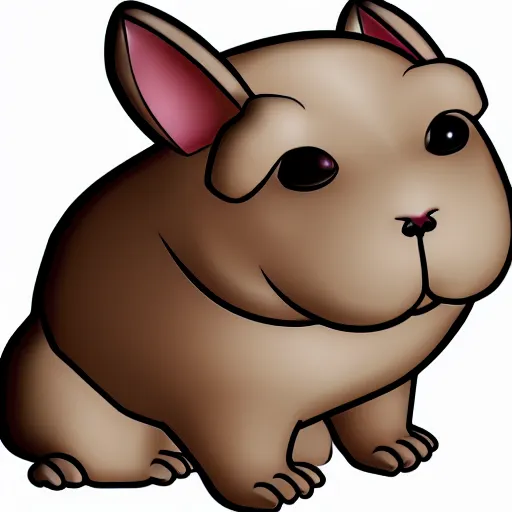 Prompt: A fat rabbit dog with huge eyes, game art