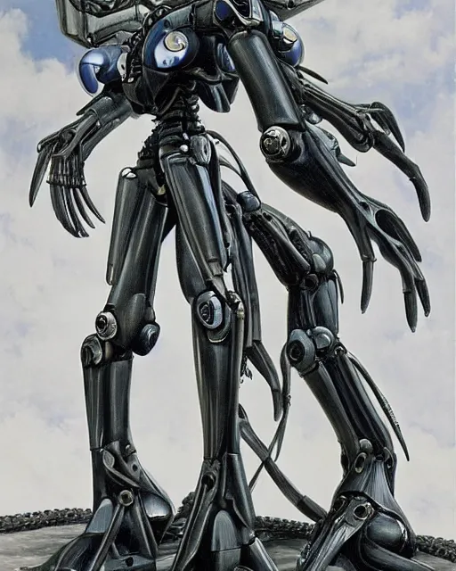 Image similar to mecha from evangelion by hr giger, by julie bell, 4 k, hyper detailed