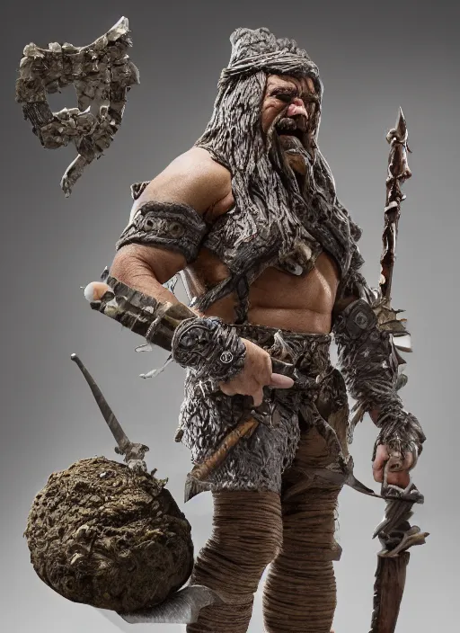 Image similar to 8 5 mm f 1. 8 photograph of a claymation sculpture warrior dwarf, highly detailed sculpey diorama, by erwin olaf, smooth, sharp foccus, commercial photography, fashion shoot