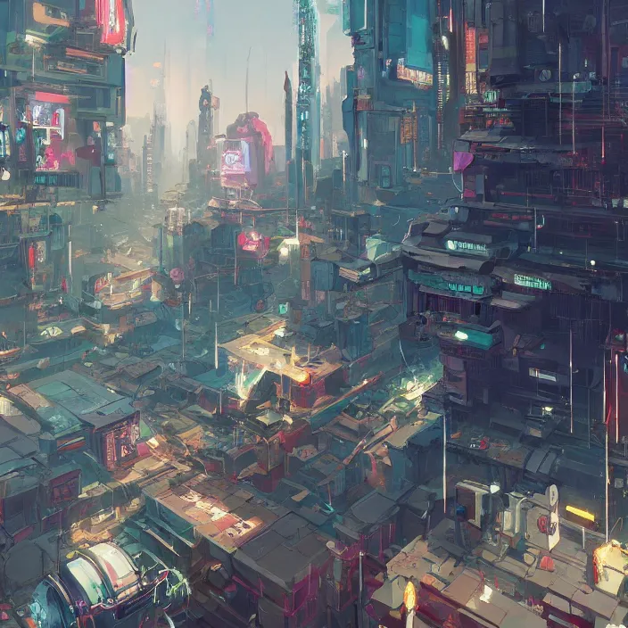 Image similar to a beautiful painting of a cyberpunk city by sergey kolesov and pascal blanche and greg rutkowski andsachin teng. in style of digital art. colorful comic, symmetry, hyper detailed. octane render. trending on artstation