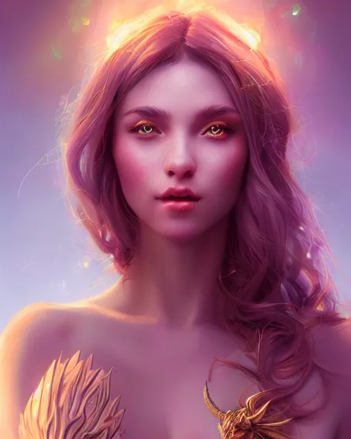 Image similar to cute female woman dragon chimera of iridescent liquid, alchemy, shiny plastic, intricate, bloom, detailed, volumetric lighting, sharp focus, photorealism, digital painting, highly detailed, concept art, by by artgerm and wlop