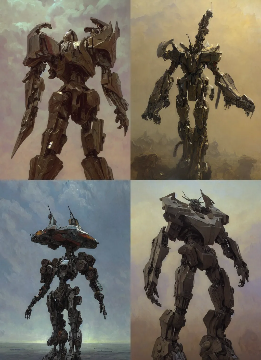 Prompt: concept art of a Cybertronian (F 16) mech Full body, highly detailed, symbolic , artstation, Oil on Canvas by WLOP and Ilya Repin and Artem Chebokha and and Greg Rutkowski and Zdislav Beksinski, two legs two arms one head, heroic proportions figure, impressionist, symbolist, alphonse mucha and simon stalenhag